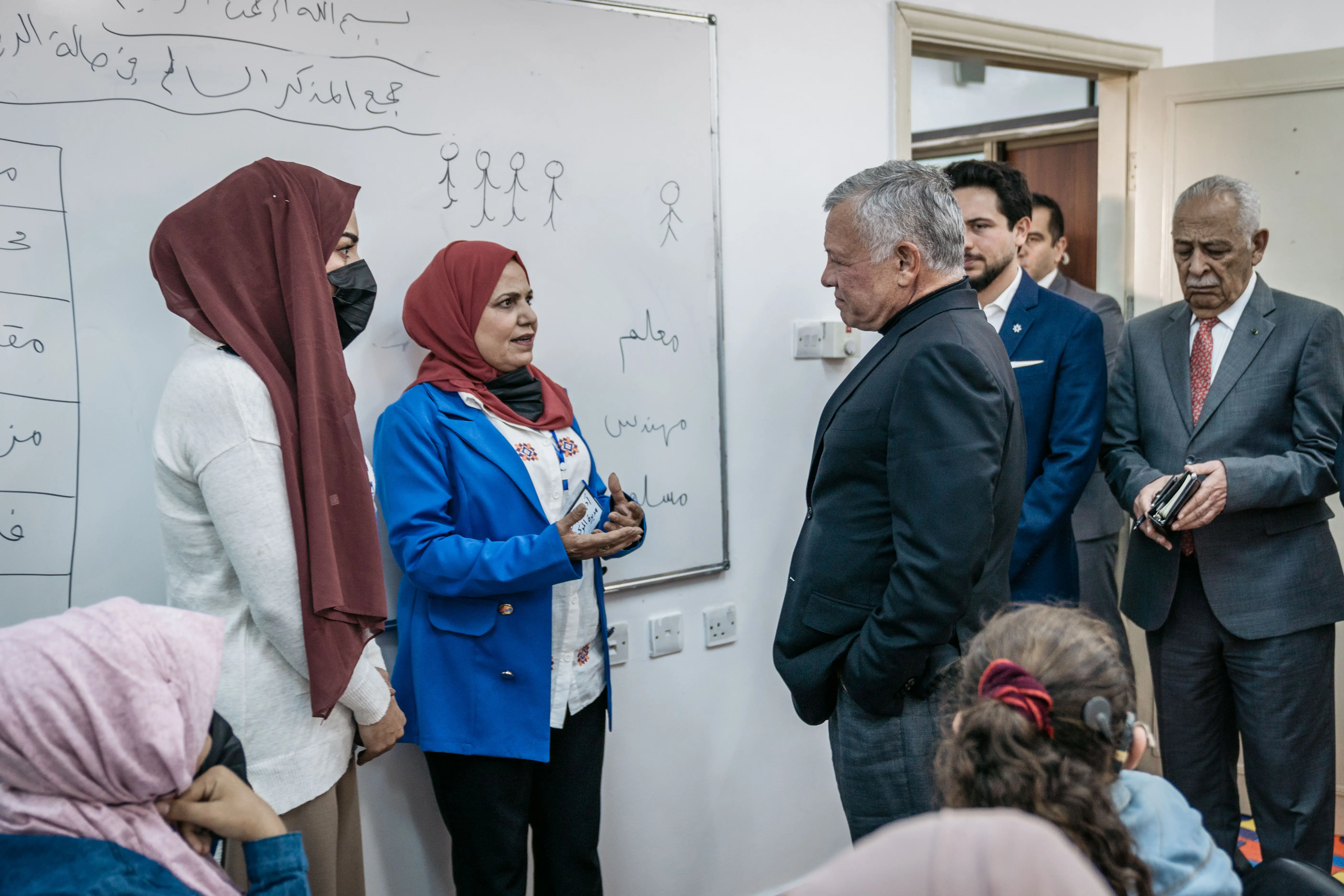 King visits Community Rehabilitation Centre for people with disabilities at Azmi Al Mufti Refugee Camp