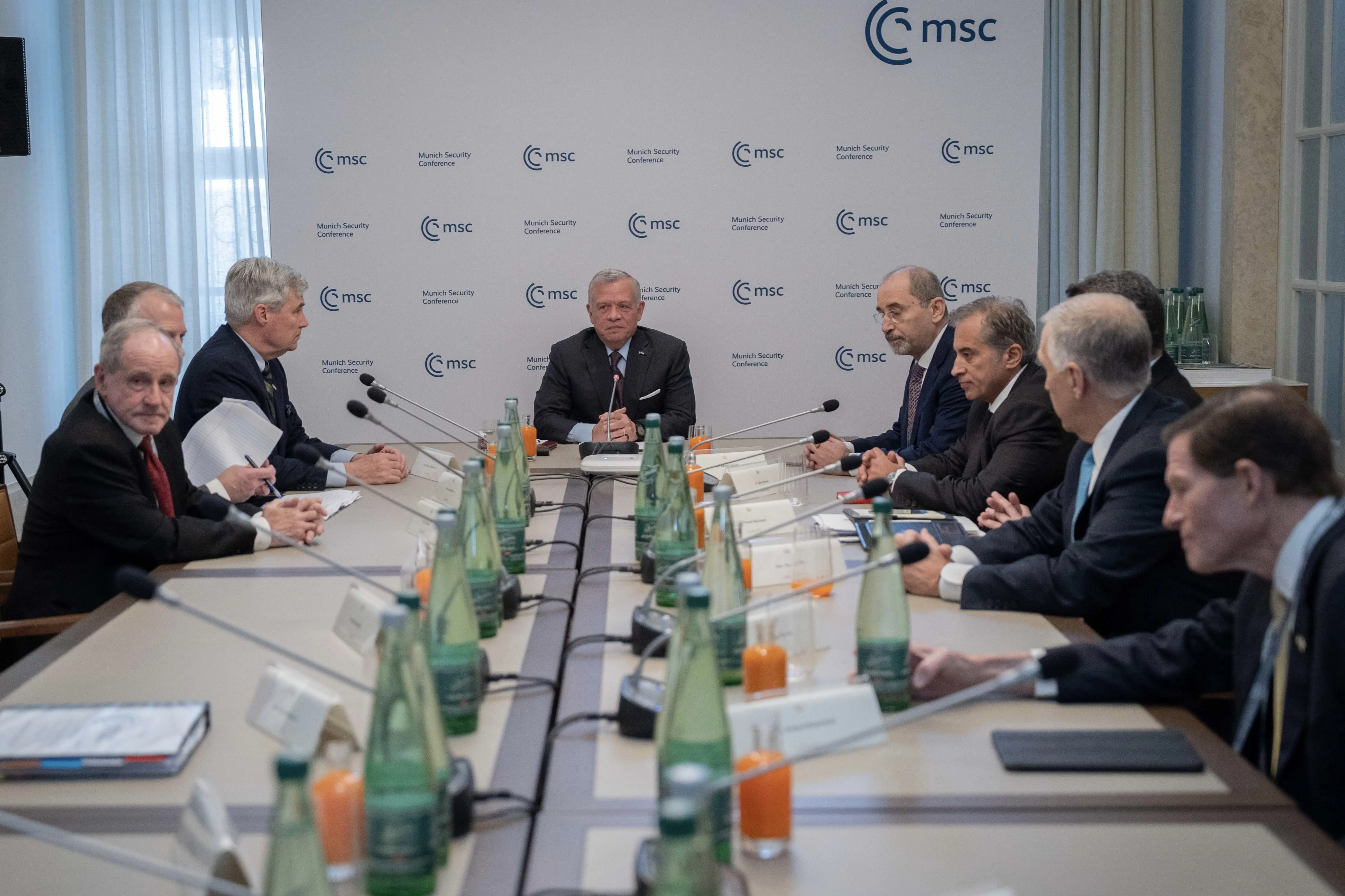 King meets members of US Senate in Munich, warns of dangers of Israeli attack on Rafah
