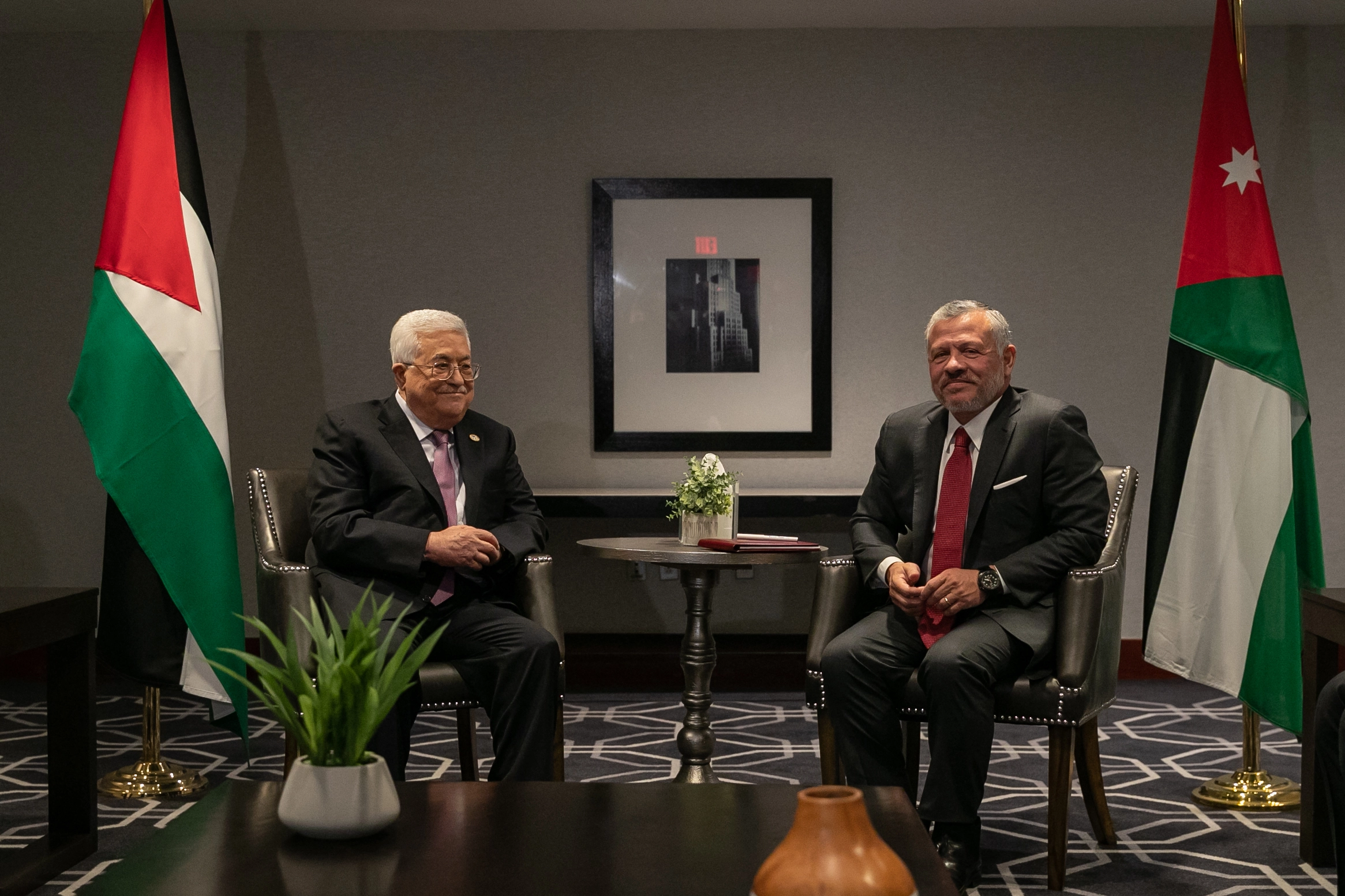 King meets Palestinian president in New York