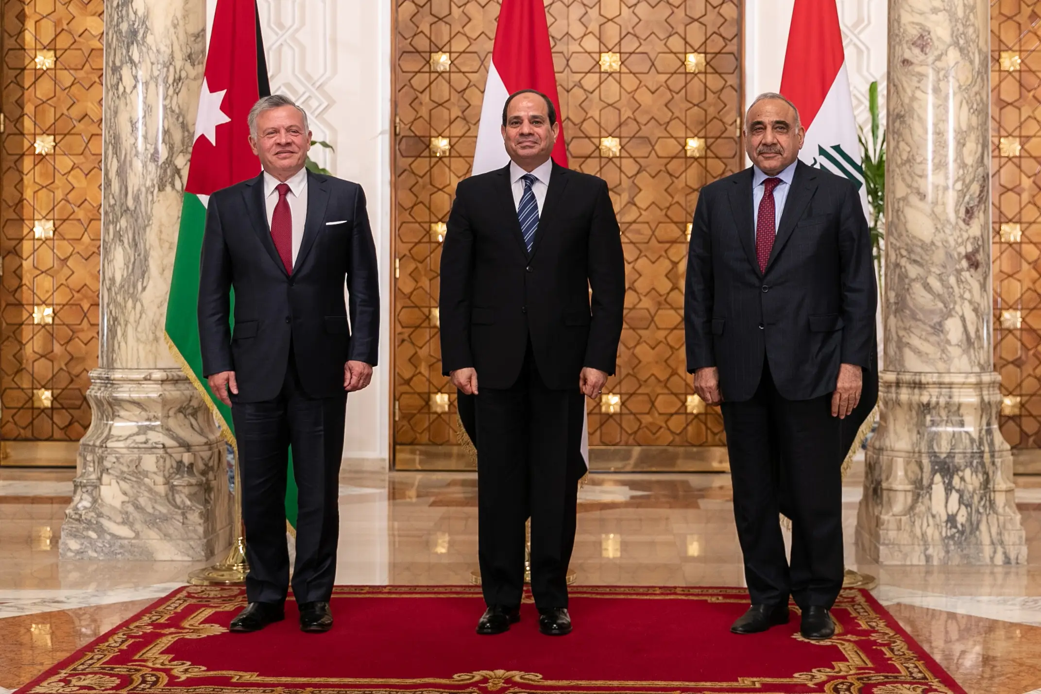 King holds trilateral summit with Egypt president, Iraq PM