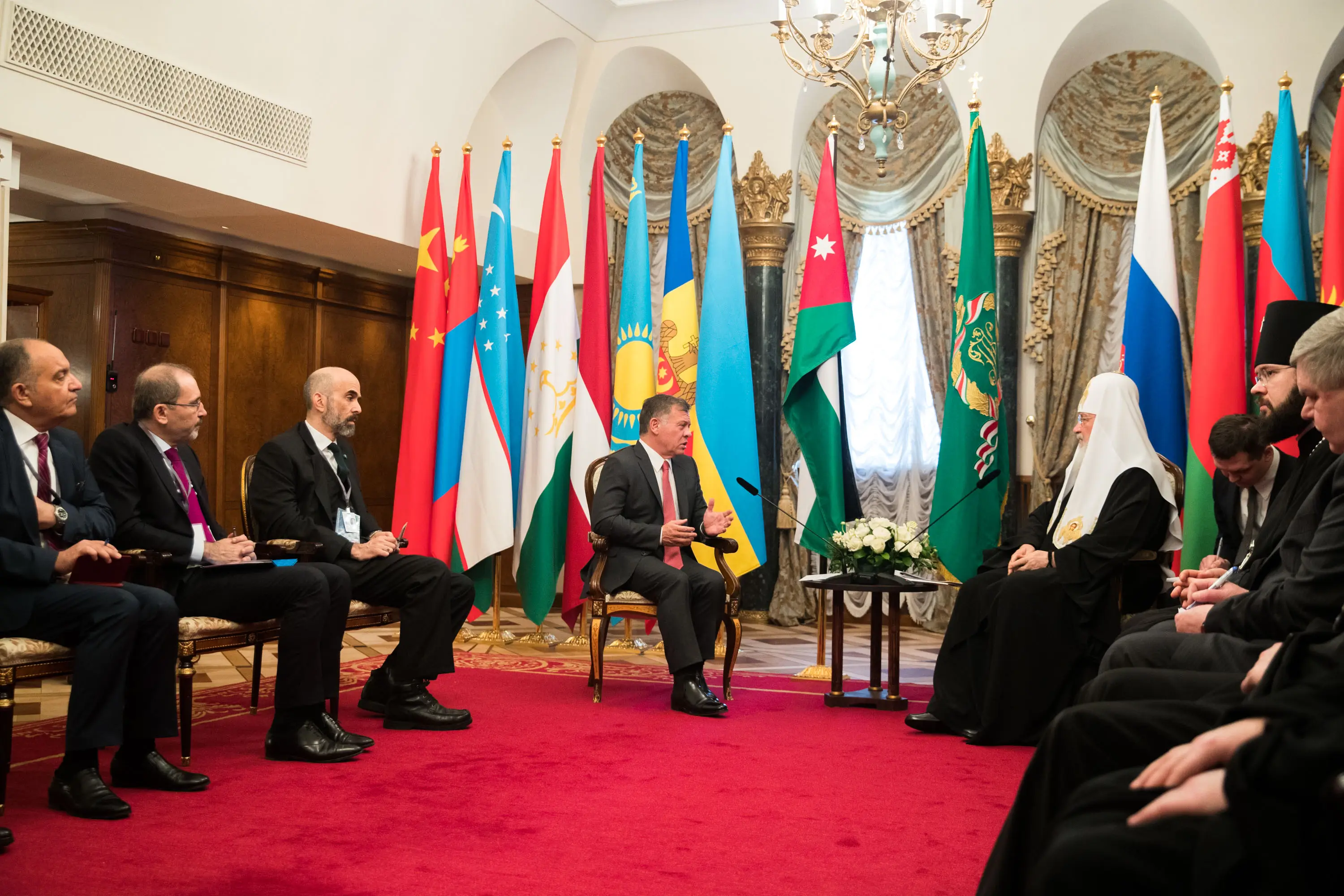 King meets with Orthodox Patriarch of Russia, chairman of muftis council