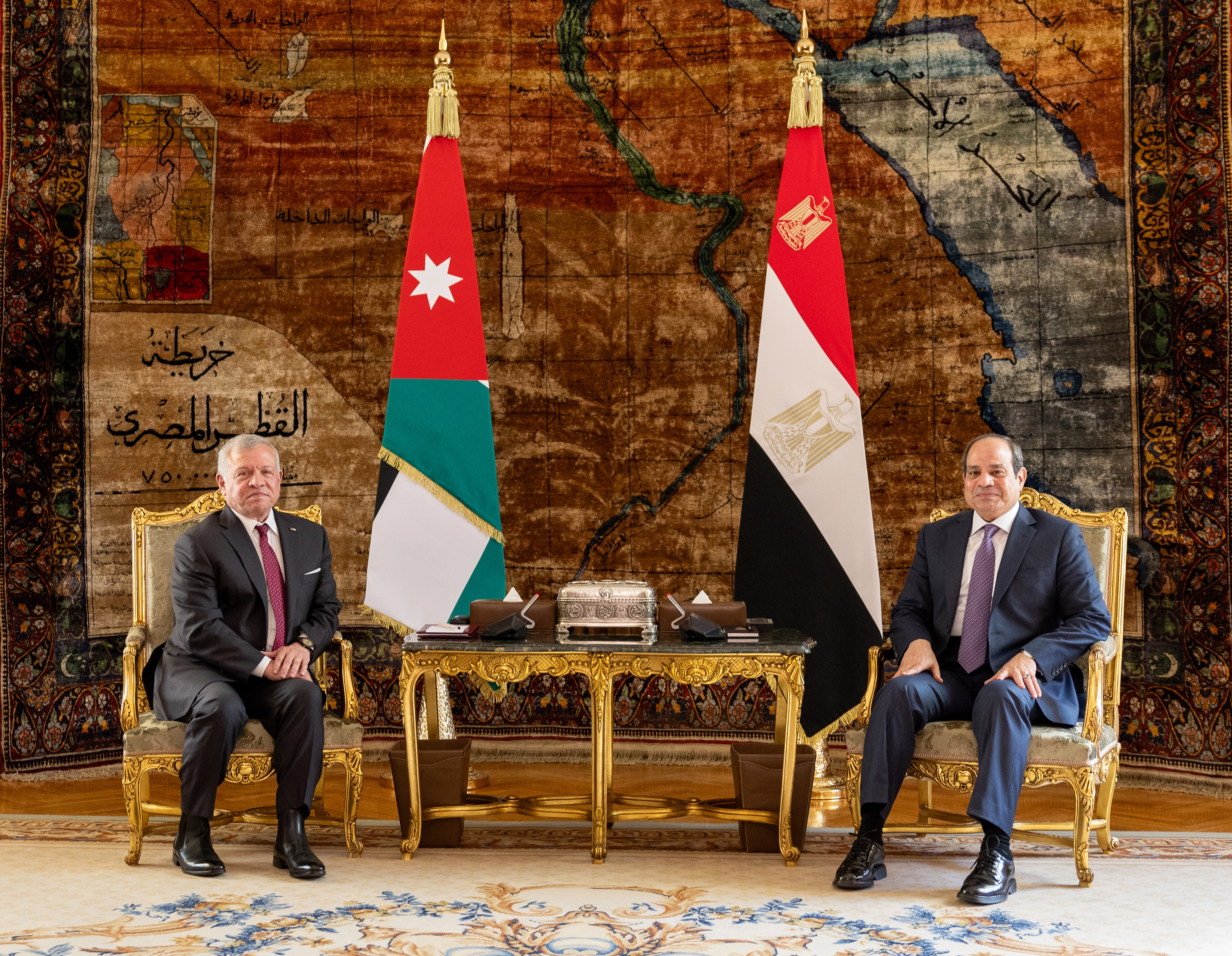 King, Egypt president reaffirm rejection of attempts to liquidate Palestinian issue