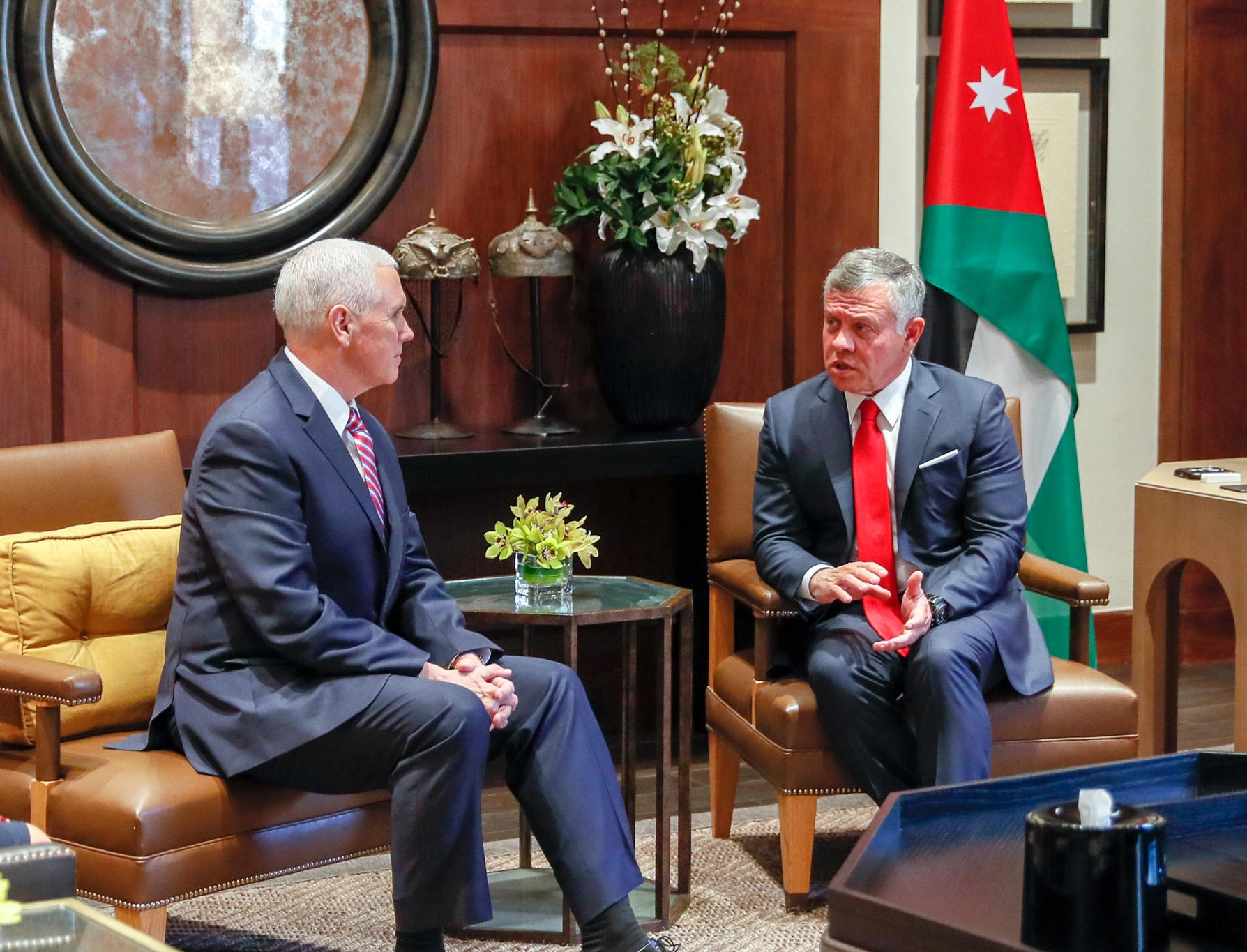King meets US VP, calls for moving forward on two-state solution with East Jerusalem as Palestinian capital