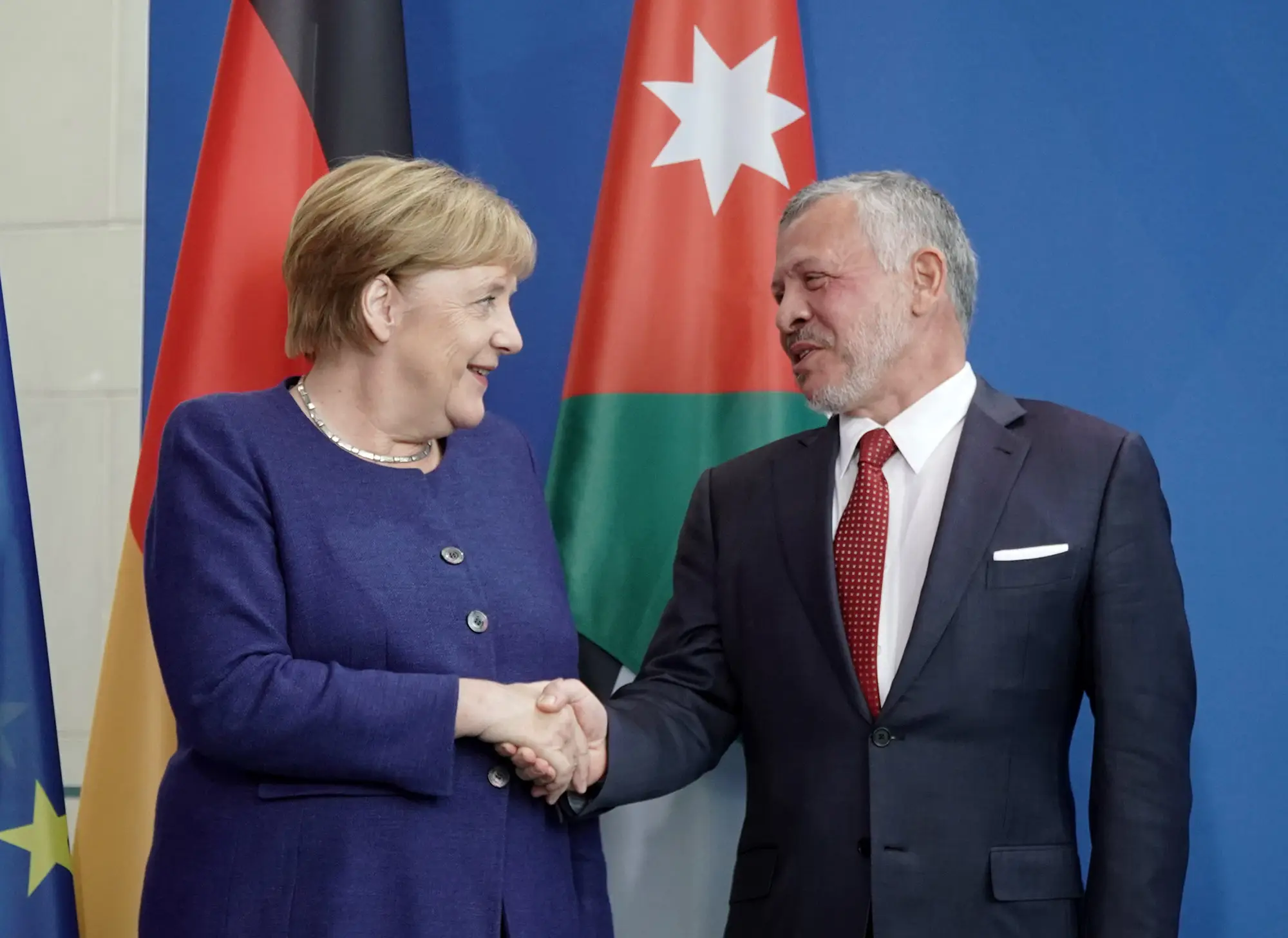 King holds talks with German chancellor, says Israeli statement on annexing Jordan Valley in West bank a disaster