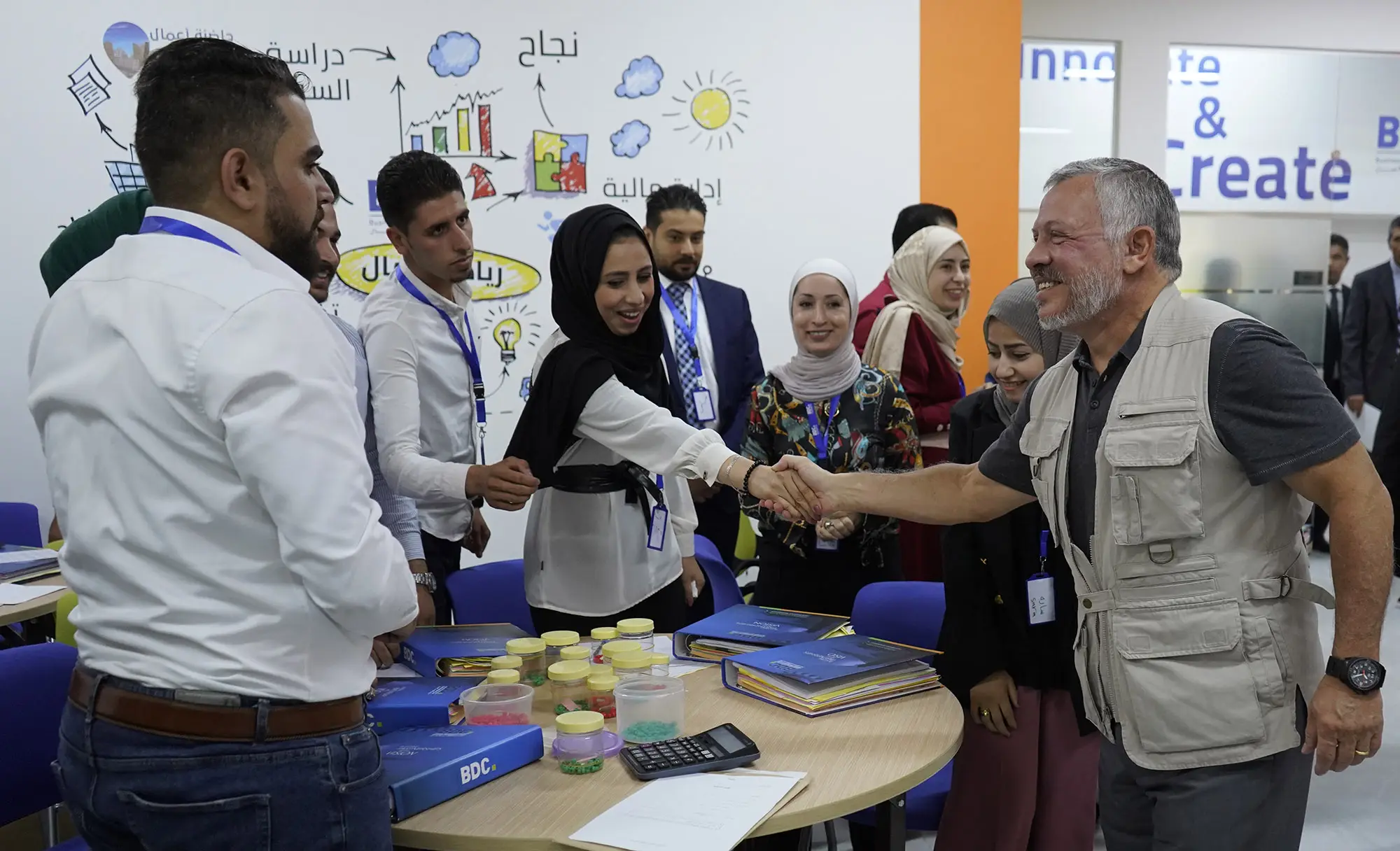 King visits development projects in Ajloun, meets with governorate council members, heads of municipalities