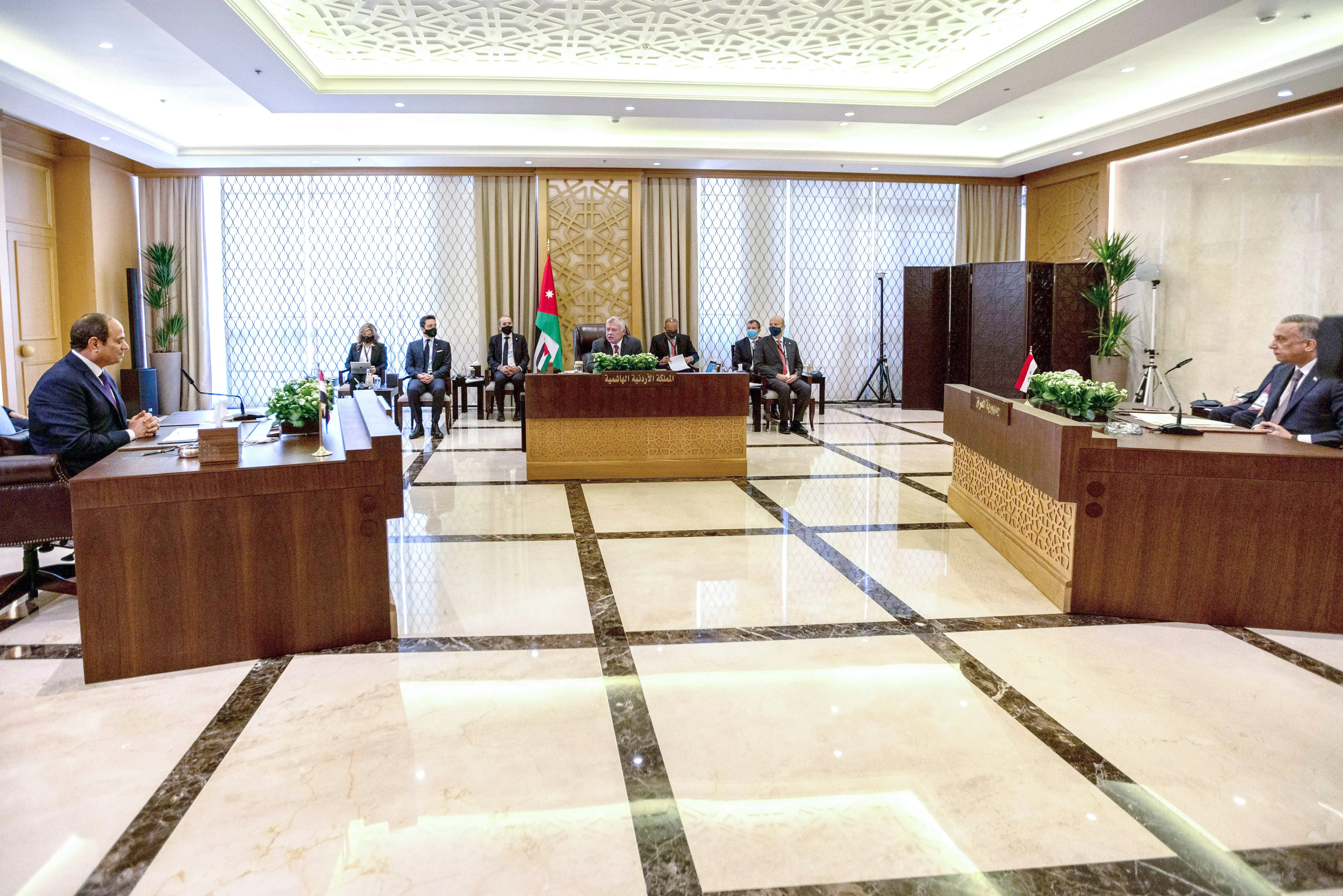 King holds trilateral summit with Egypt president, Iraq PM; reaffirms centrality of Palestinian cause