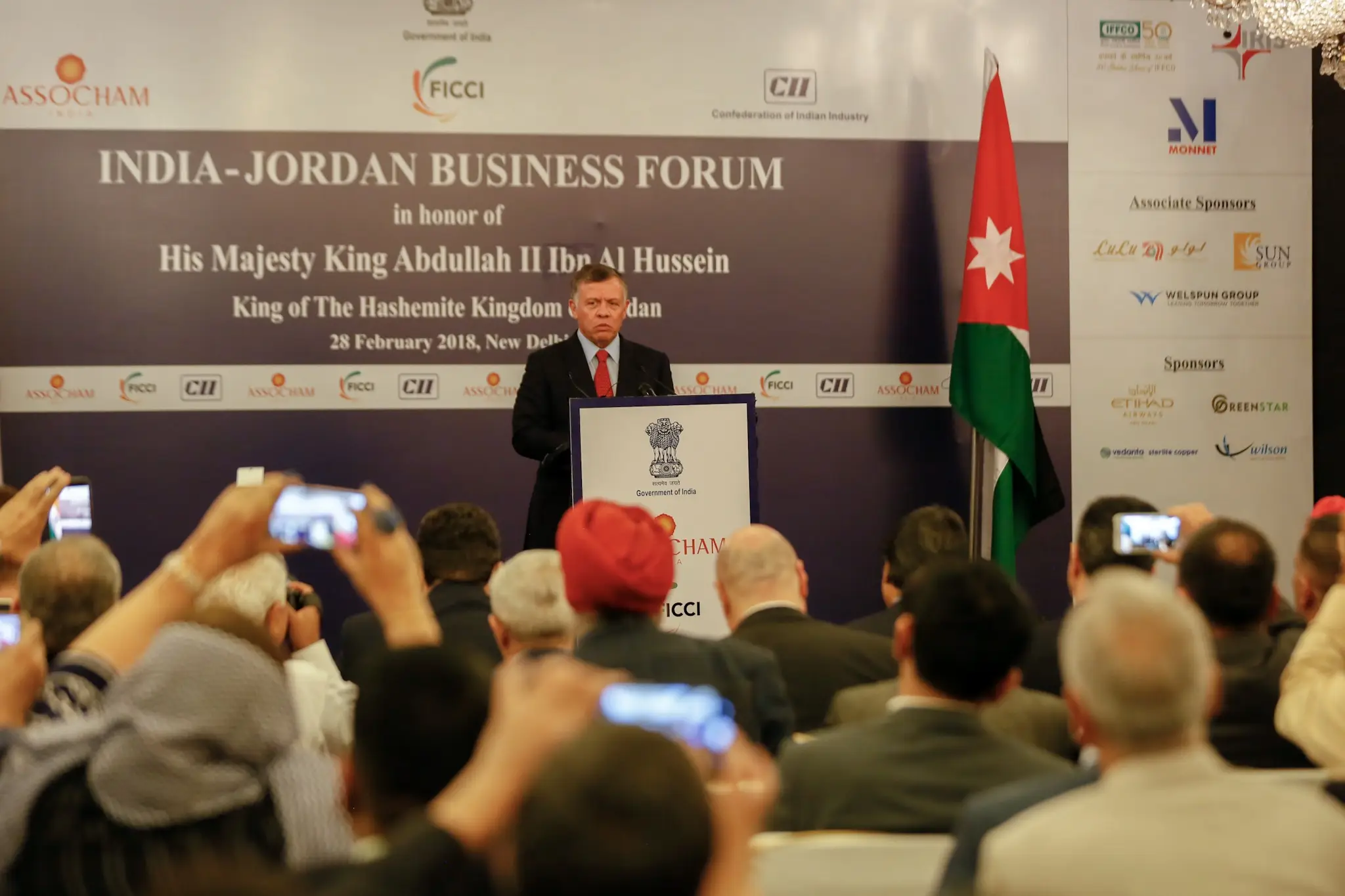 King attends part of Jordanian-Indian Business Forum
