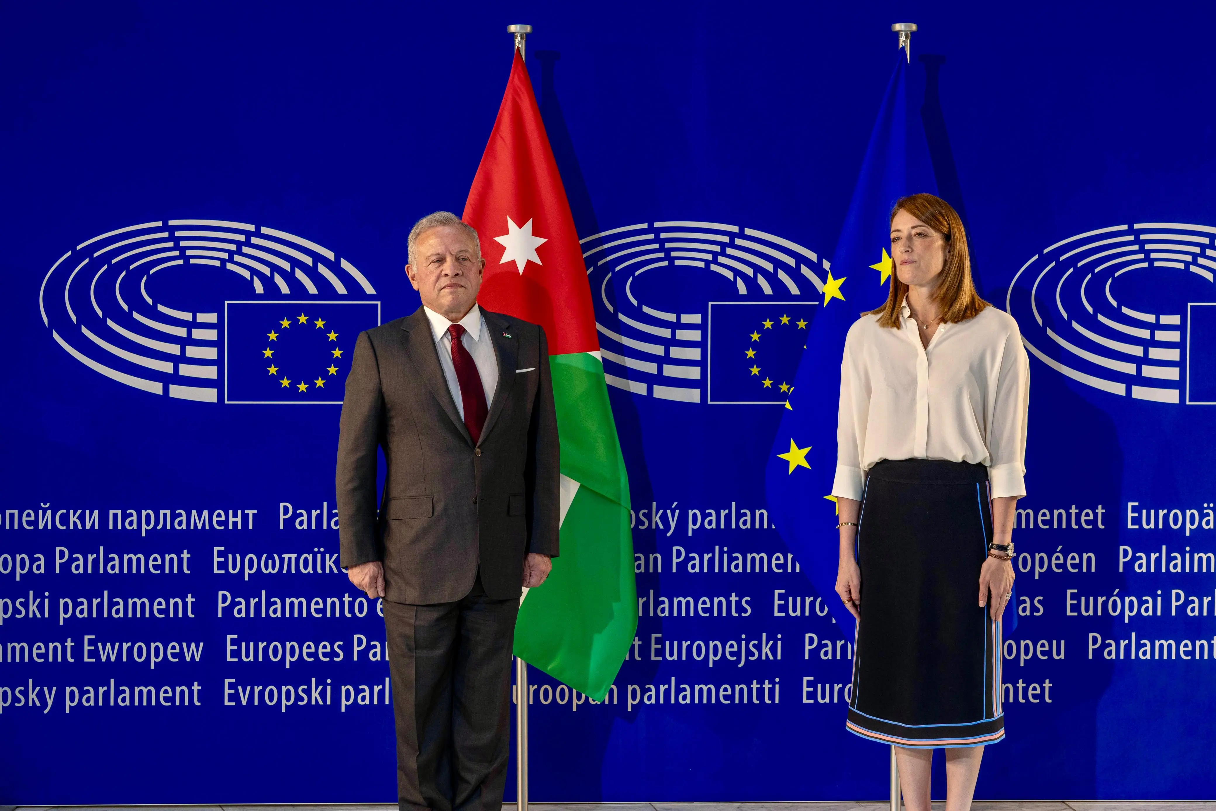 King meets European Parliament president, stresses need for regional de-escalation