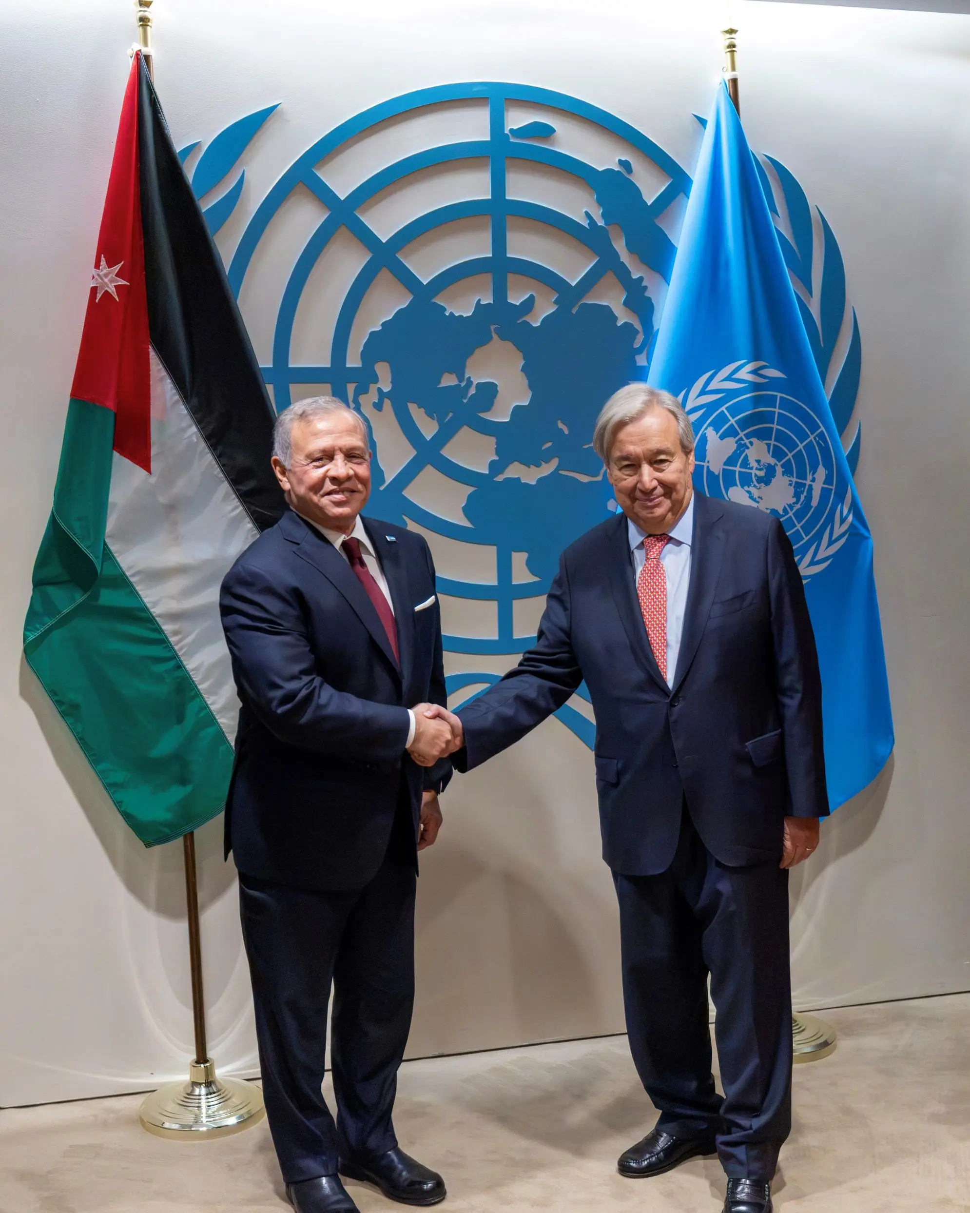 King meets with UN secretary-general, calls for stepping up efforts to restore regional calm
