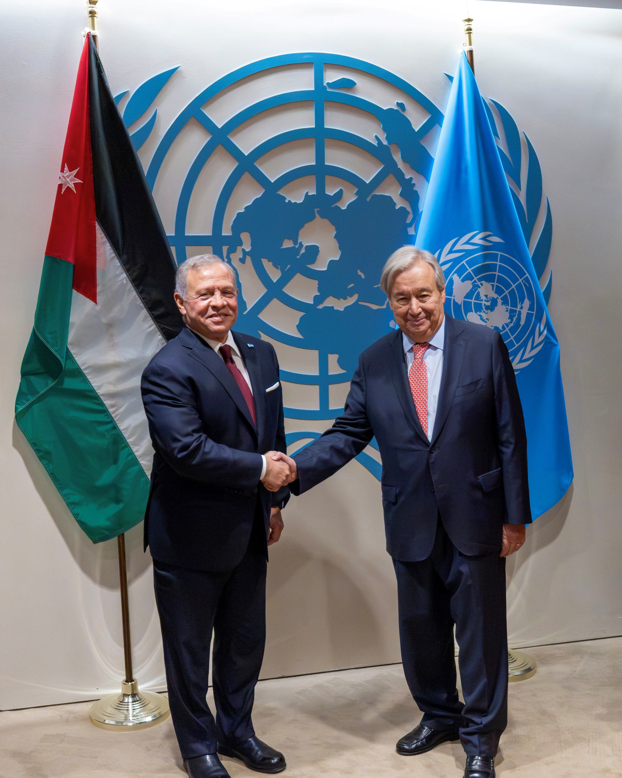 King meets with UN secretary-general, calls for stepping up efforts to restore regional calm